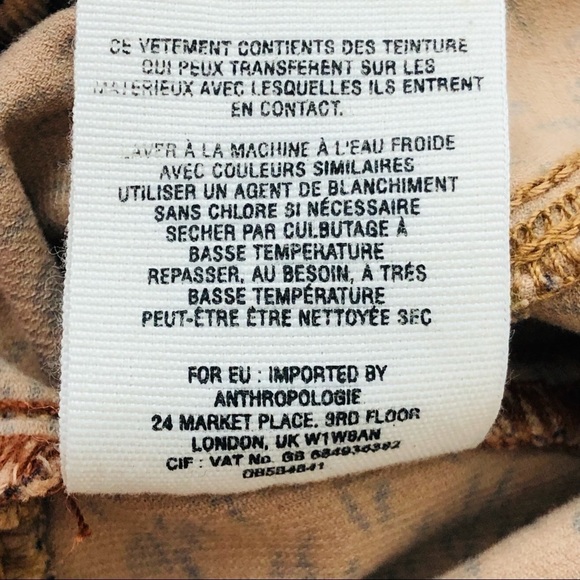 Anthropologie Pilcro & Letterpress Foliage Corduroy High Rise Serif Pants sz 30 - Picture 5 of 9